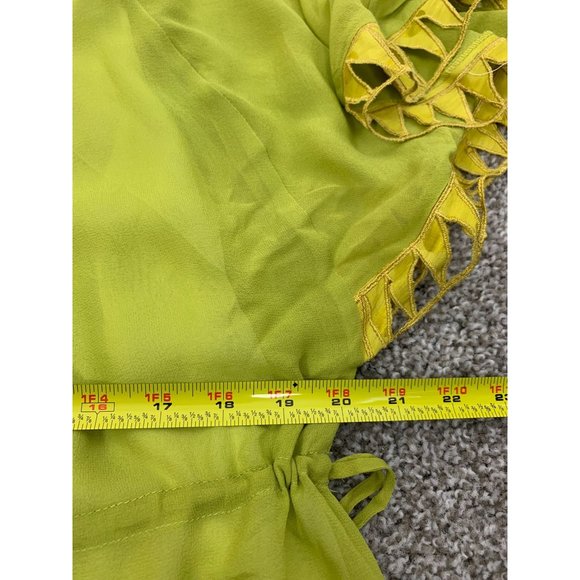 Beau Bois Silk Chartreuse Polka Dot Artsy Dress L - Picture 9 of 12